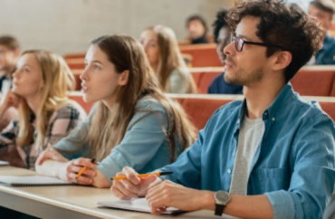 Students in a college classroom